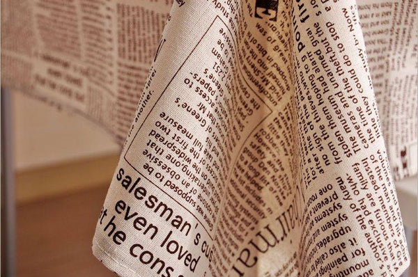 NEWS LETTER - Black White Tablecloth, Table Linen Wedding Home Decor Dining Kitchen-LargePaintingArt.com