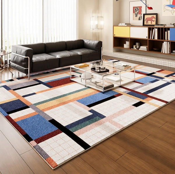 Modern Carpets for Office, Abstract Modern Rugs, Contemporary Modern Rugs Next to Bed, Geometric Modern Rugs under Dining Room Table-LargePaintingArt.com