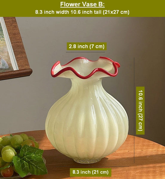 French Vintage Glass Flower Vases, Glass Bud Vases, Flower Vases on Table, Handmade Water Holding Flower Vases-LargePaintingArt.com