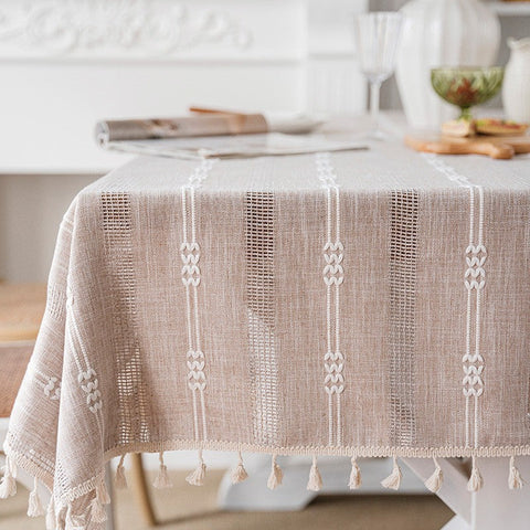 Large Modern Rectangular Table Cloth for Dining Room Table, Linen Square Tablecloth for Kitchen, Large Table Covers for Sale-LargePaintingArt.com