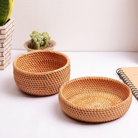 Small Storage Basket, Round Storage Basket, Woven Storage Baskets for Kitchen, Storage Basket for Dining Room-LargePaintingArt.com
