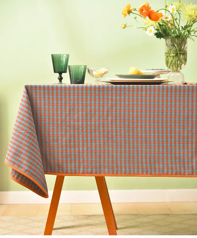 Cotton Chequer Rectangular Tablecloth for Kitchen, Rectangle Table Covers for Dining Room Table, Square Tablecloth for Coffee Table, Farmhouse Table Cloth-LargePaintingArt.com