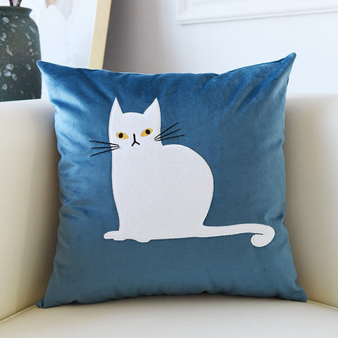 Modern Sofa Decorative Pillows, Cat Decorative Throw Pillows for Couch, Lovely Cat Pillow Covers for Kid's Room, Modern Decorative Throw Pillows-LargePaintingArt.com