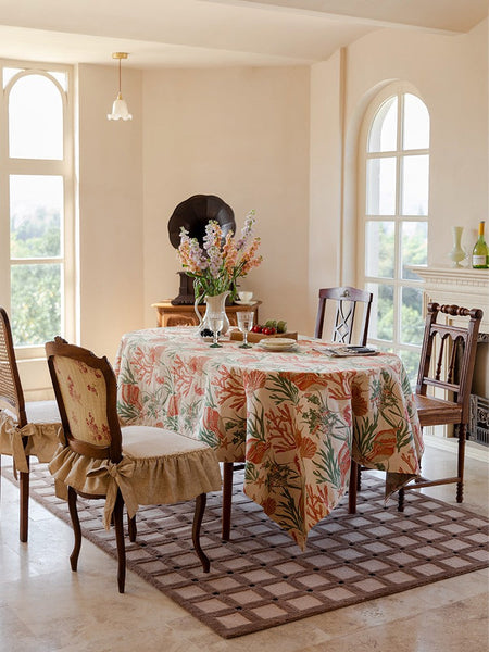 Modern Rectangle Tablecloth for Dining Room Table, Sea Shell Pattern Tablecloth, Square Tablecloth, Farmhouse Table Cloth, Wedding Tablecloth-LargePaintingArt.com