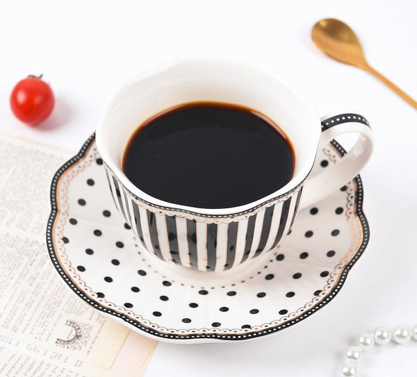 Unique Porcelain Cup and Saucer, Afternoon British Tea Cups, Creative Porcelain Tea Cup Saucer Set, Elegant Modern Ceramic Coffee Cups-LargePaintingArt.com