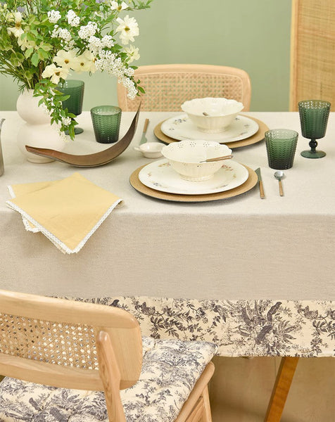 Cotton and Linen Rectangle Table Covers for Dining Room Table, Modern Tablecloth for Kitchen, Square Tablecloth for Coffee Table-LargePaintingArt.com