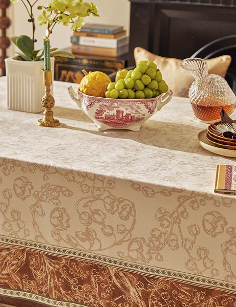 Extra Large Modern Rectangular Tablecloth for Dining Room Table, Flower Farmhouse Table Covers, Square Tablecloth for Round Table, Mid Century Tablecloth for Living Room-LargePaintingArt.com