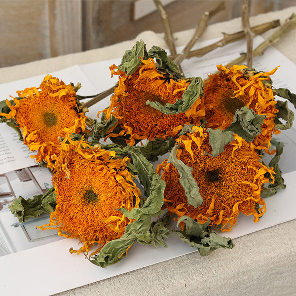Natural Decorations, A Bunch of Sunflowers, Flower Arrangement, Handmade Artificial Flowers for Home Decor, Natural Dried Sunflower Stems-LargePaintingArt.com