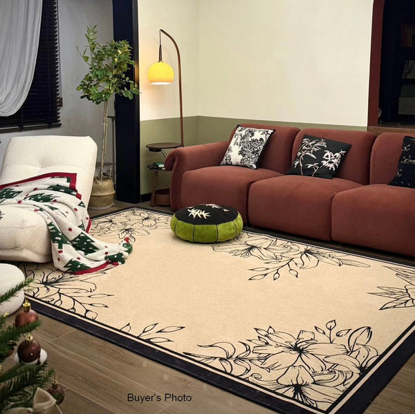 Geometric Contemporary Rugs Next to Bed, Modern Rugs for Dining Room, Contemporary Modern Rugs, Mid Century Area Rugs for Living Room-LargePaintingArt.com