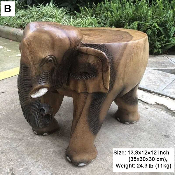 Elephant Wooden Stool, Elephant Sofa Stool, Dining Table Stool, Handmade Solid Wood low Stool, Creative Shoe-changing Stool-LargePaintingArt.com