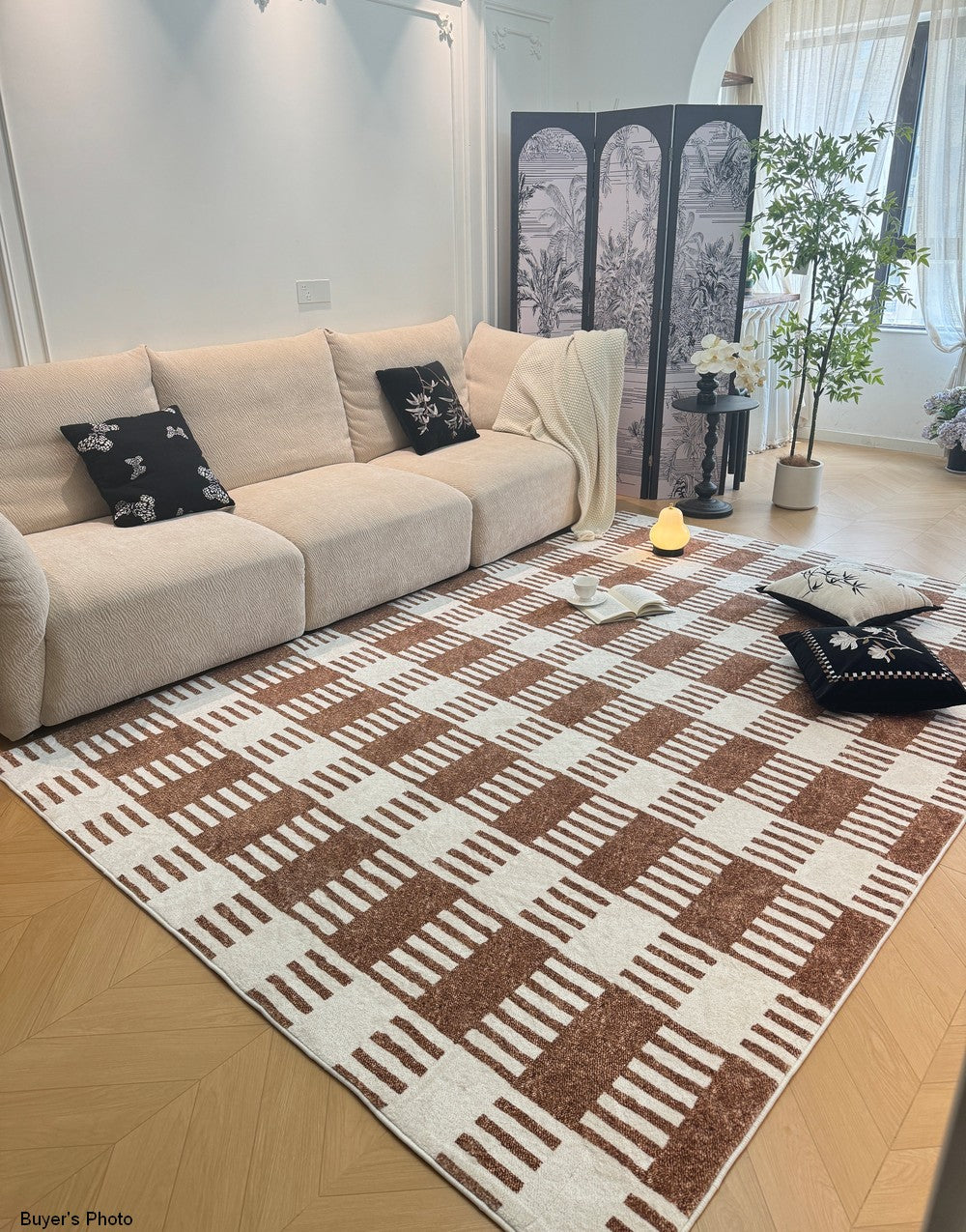 Modern Rugs under Dining Room Table, Mid Century Geometric Carpets, Abstract Modern Rugs for Living Room, Contemporary Modern Rugs Next to Bed-LargePaintingArt.com
