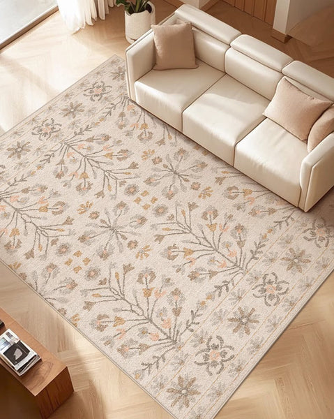 Modern Rugs for Living Room, Flower Pattern Modern Rugs for Farmhouse, Bedroom Modern Rugs, Modern Rugs for Dining Room-LargePaintingArt.com