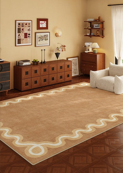 Dining Room Geometric Modern Rugs, Large Modern Rugs for Living Room, Bedroom Modern Rugs, Cream Color Contemporary Modern Rugs-LargePaintingArt.com