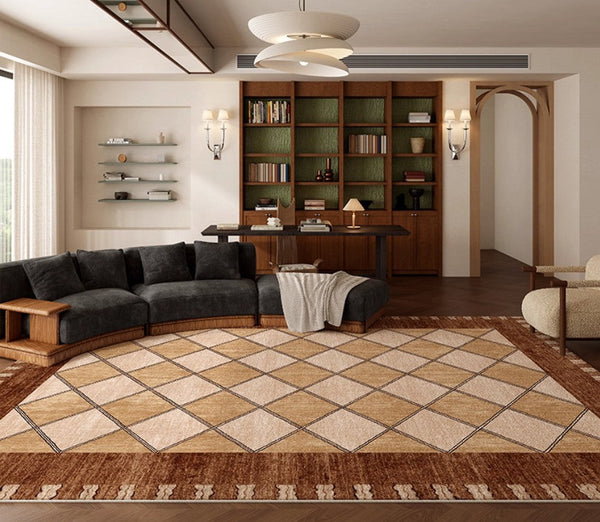 Geometric Contemporary Modern Rugs Next to Bed, Large Abstract Rugs for Living Room, Mid Century Large Modern Area Rugs