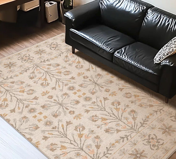 Modern Rugs for Living Room, Flower Pattern Modern Rugs for Farmhouse, Bedroom Modern Rugs, Modern Rugs for Dining Room-LargePaintingArt.com