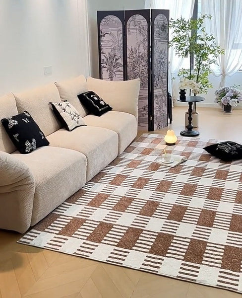 Modern Rugs under Dining Room Table, Mid Century Geometric Carpets, Abstract Modern Rugs for Living Room, Contemporary Modern Rugs Next to Bed-LargePaintingArt.com