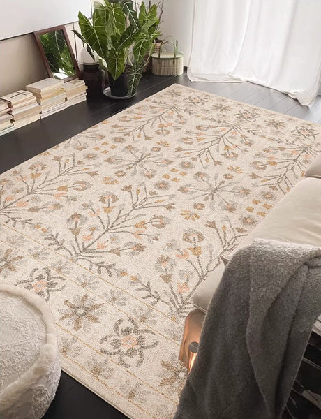 Modern Rugs for Living Room, Flower Pattern Modern Rugs for Farmhouse, Bedroom Modern Rugs, Modern Rugs for Dining Room-LargePaintingArt.com