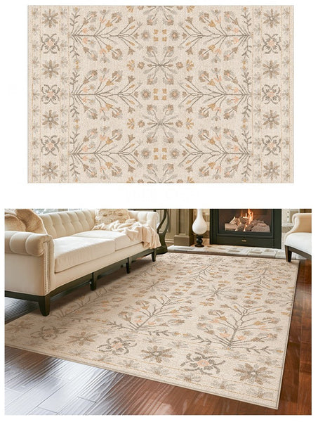 Modern Rugs for Living Room, Flower Pattern Modern Rugs for Farmhouse, Bedroom Modern Rugs, Modern Rugs for Dining Room-LargePaintingArt.com
