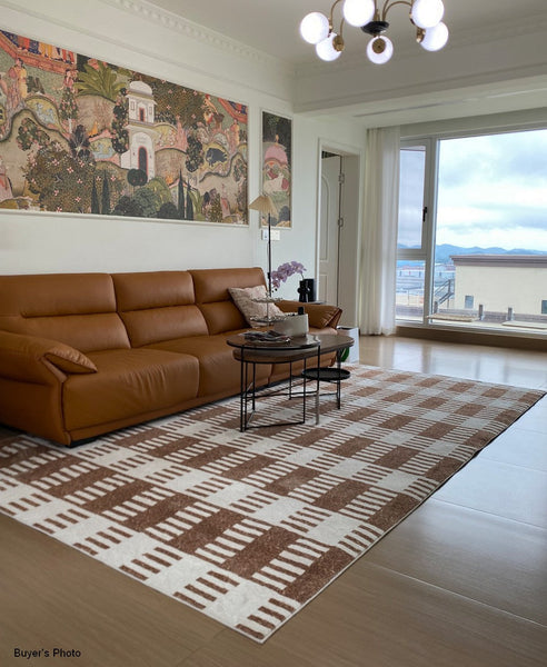 Modern Rugs under Dining Room Table, Mid Century Geometric Carpets, Abstract Modern Rugs for Living Room, Contemporary Modern Rugs Next to Bed-LargePaintingArt.com