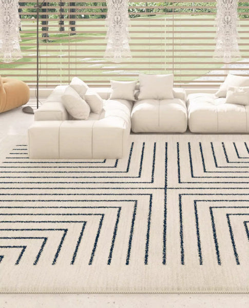 Runner Rugs Next to Bed, Contemporary Rugs for Living Room, Bathroom Runner Rugs, Bohemian Stripe Floor Carpets, Large Modern Rugs for Dining Room-LargePaintingArt.com