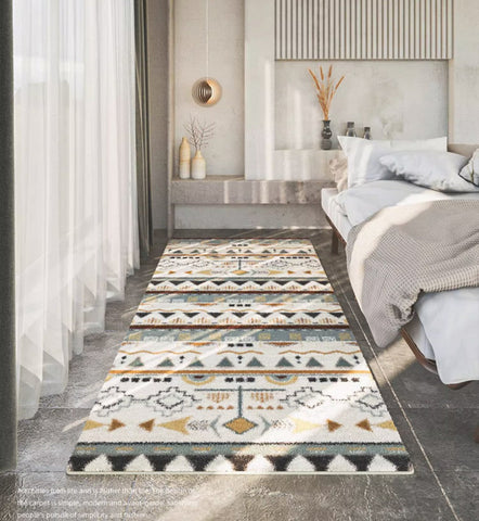 Simple Geometric Runner Rugs for Hallway, Contemporary Runner Rugs Next to Bed, Modern Runner Rugs for Entryway, Modern Rugs for Dining Room-LargePaintingArt.com