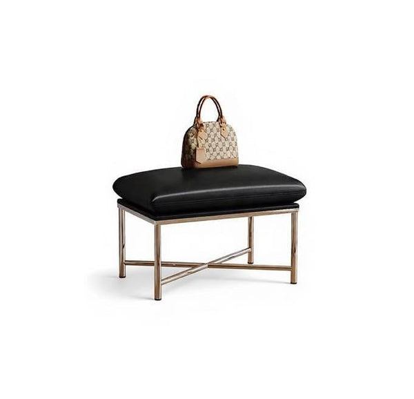 Modern Shoe Changing Ottoman, Upholstered Shoe Bench, Contemporay Bedroom Bench, Narrow Entryway Bench, Mid-Century Hall Bench, Luxury Genuine Leather Entry Bench-LargePaintingArt.com
