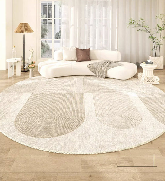 Contemporary Area Rugs, Abstract Modern Area Rugs under Coffee Table, Round Area Rugs, Modern Rugs in Bedroom, Dining Room Area Rug-LargePaintingArt.com
