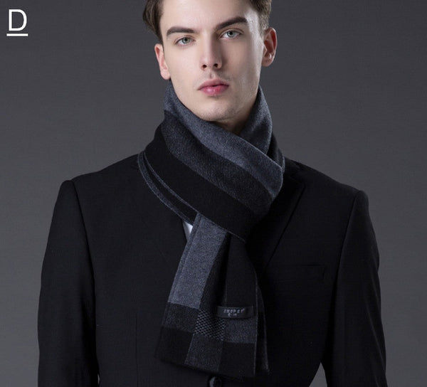 Wool Scarf for Gentleman, Thick Wool Scarf, Men's Winter Scarf, Men's Wool Scarf Winter, Fashion Scarf, Formal Men Scarf Styles, Business Casual Scarf Men-LargePaintingArt.com