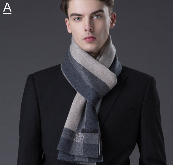 Men's Wool Scarf Winter, Wool Scarf for Gentleman, Thick Wool Scarf, Men's Winter Scarf, Fashion Scarf, Formal Men Scarf Styles, Business Casual Scarf Men-LargePaintingArt.com