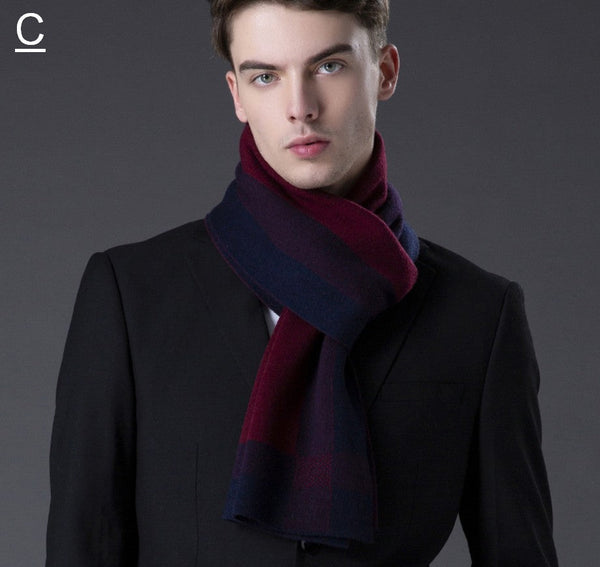 Men's Wool Scarf Winter, Wool Scarf for Gentleman, Thick Wool Scarf, Men's Winter Scarf, Fashion Scarf, Formal Men Scarf Styles, Business Casual Scarf Men-LargePaintingArt.com