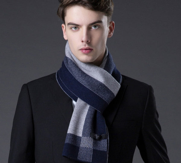 Men's Wool Scarf Winter, Wool Scarf for Gentleman, Thick Wool Scarf, Men's Winter Scarf, Fashion Scarf, Formal Men Scarf Styles, Business Casual Scarf Men-LargePaintingArt.com