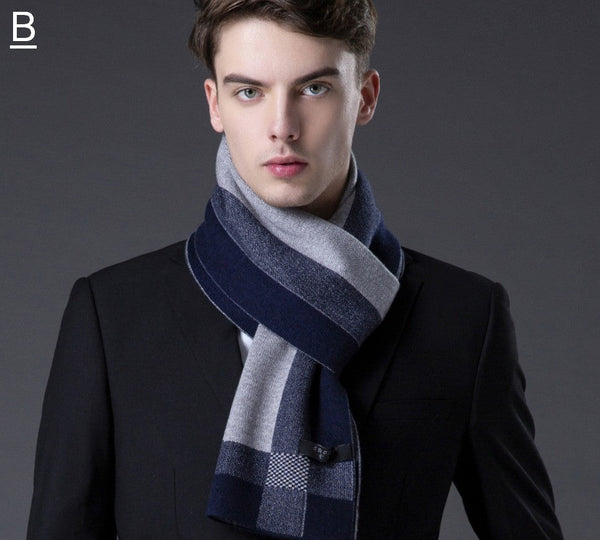Men's Wool Scarf Winter, Wool Scarf for Gentleman, Thick Wool Scarf, Men's Winter Scarf, Fashion Scarf, Formal Men Scarf Styles, Business Casual Scarf Men-LargePaintingArt.com