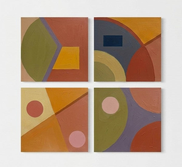 Modern Paintings for Mid Century Living Room, Multi Panel Canvas Paintings, Abstract Geometric Art