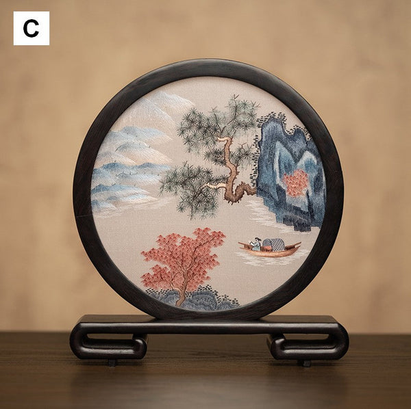 Traditional Chinese Suzhou Embroidery Ornament, Premium Souvenir, Exclusive Business Present Panda Embroidered Decor, Unique Birthday Gift-LargePaintingArt.com