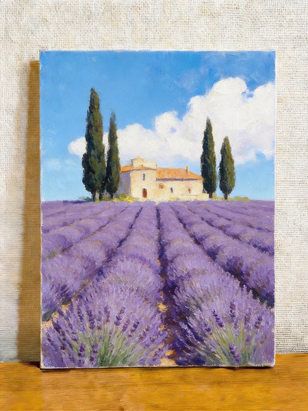 Hand Painted Canvas Art, Lavender Fields of Provence, Original Landscape Paintings, Small Canvas Wall Art Paintings, Buy Original Oil Paintings Online-LargePaintingArt.com