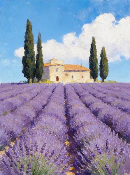 Hand Painted Canvas Art, Lavender Fields of Provence, Original Landscape Paintings, Small Canvas Wall Art Paintings, Buy Original Oil Paintings Online-LargePaintingArt.com