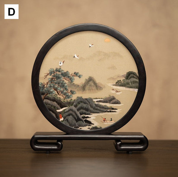 Traditional Chinese Suzhou Embroidery Ornament, Premium Souvenir, Exclusive Business Present Panda Embroidered Decor, Unique Birthday Gift-LargePaintingArt.com