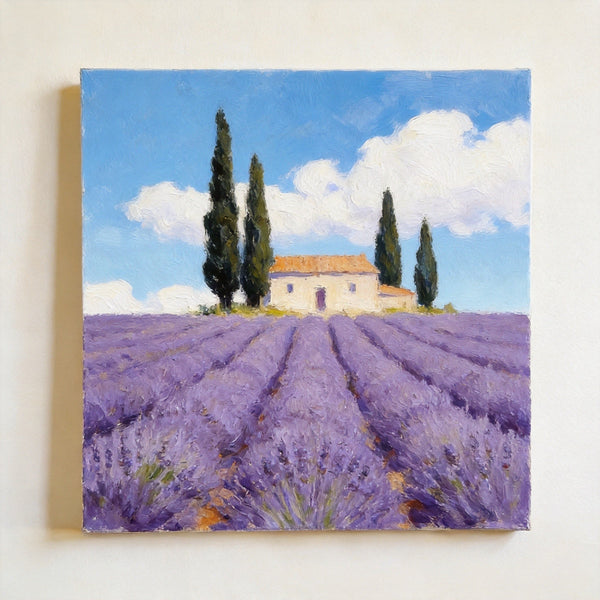 Small Canvas Artwork,Provence Afternoon in Purple Hues, Lavender Field Painting, Buy Small Artwork Online, Hand Painted Canvas Art, Original Landscape Paintings-LargePaintingArt.com