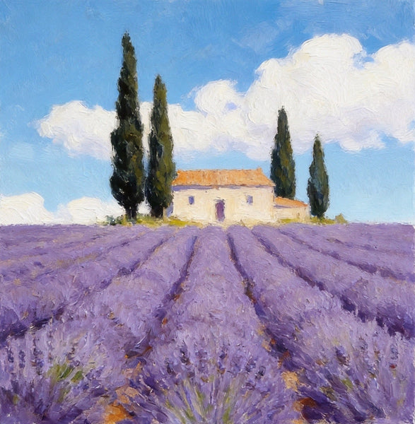 Small Canvas Artwork,Provence Afternoon in Purple Hues, Lavender Field Painting, Buy Small Artwork Online, Hand Painted Canvas Art, Original Landscape Paintings-LargePaintingArt.com