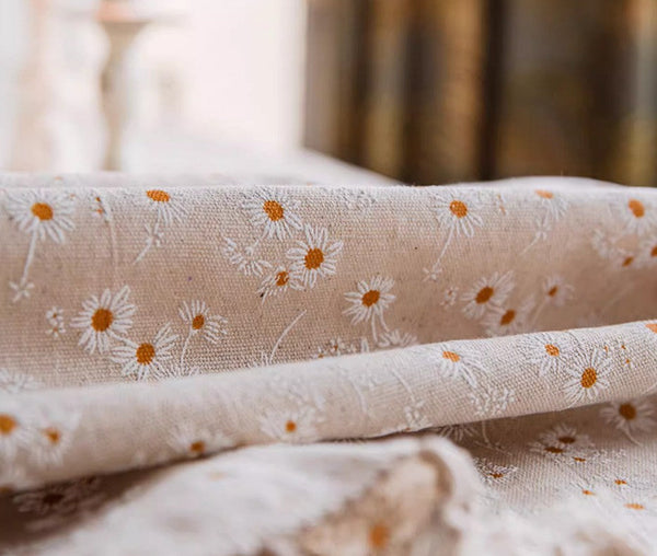 Rustic Flower Pattern Table Covers for Kitchen, Large Rectangle Tablecloth for Dining Room Table, Linen Rectangular Tablecloth for Oval Table, Country Farmhouse Tablecloth-LargePaintingArt.com