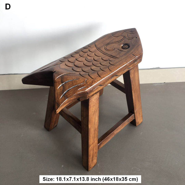 Handmade Solid Wood low Stool, Creative Shoe-changing Stool, Vintage Old Elm Wood Stool, Children's Wooden Stool, Sofa Stool, Dining Table Stool-LargePaintingArt.com