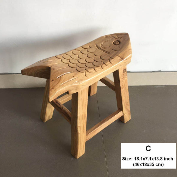 Handmade Solid Wood low Stool, Creative Shoe-changing Stool, Old Elm Wood Stool, Children's Wooden Stool, Sofa Stool, Dining Table Stool-LargePaintingArt.com