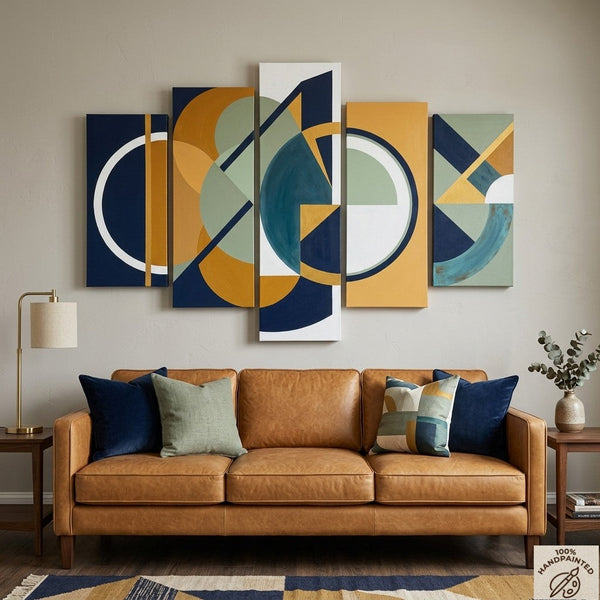 Colorful Abstract Paintings, Hand Painted Acrylic Art, Contemporary Canvas Paintings, Geometric Modern Art-LargePaintingArt.com