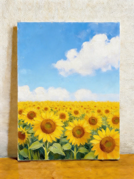 Small Canvas Wall Art Paintings, Original Landscape Paintings, Sunflower Field Painting, Buy Original Art Online, Hand Painted Canvas Artwork-LargePaintingArt.com