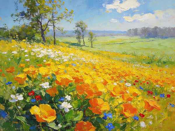 Small Paintings on Canvas, Spring Blooms in the Valley, Heavy Texture Paintings, Hand Painted Canvas Art, Original Small Landscape Paintings, Small Oil Paintings on Canvas-LargePaintingArt.com