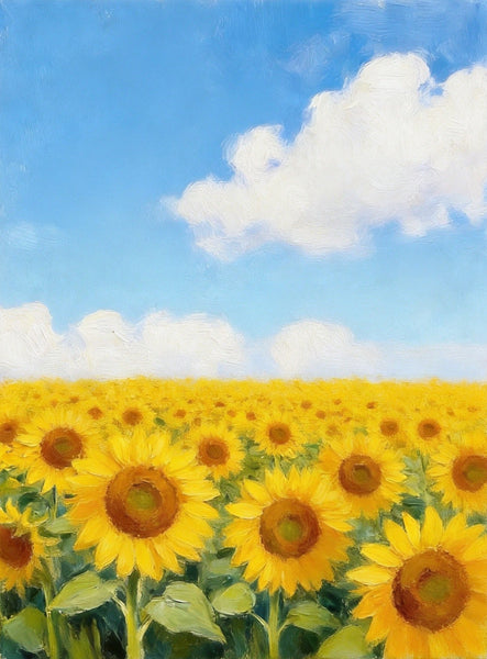 Small Canvas Wall Art Paintings, Original Landscape Paintings, Sunflower Field Painting, Buy Original Art Online, Hand Painted Canvas Artwork-LargePaintingArt.com