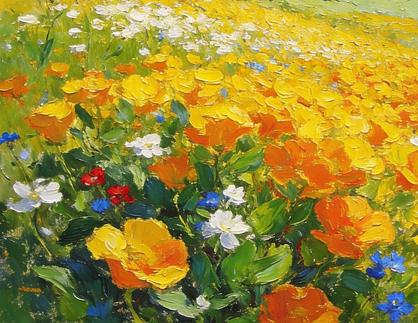 Small Paintings on Canvas, Spring Blooms in the Valley, Heavy Texture Paintings, Hand Painted Canvas Art, Original Small Landscape Paintings, Small Oil Paintings on Canvas-LargePaintingArt.com
