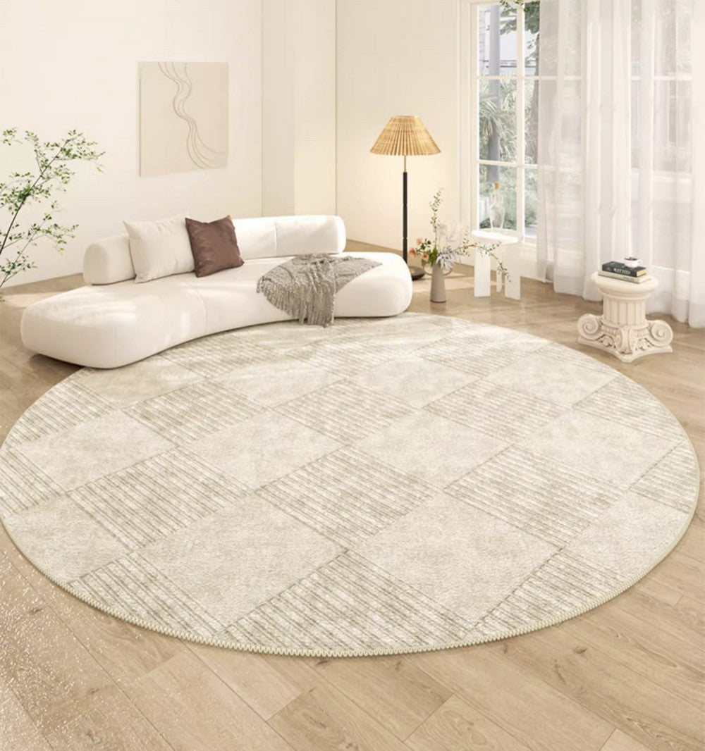 Living Room Contemporary Modern Rugs, Geometric Circular Rugs for Dining Room, Modern Rugs under Coffee Table, Abstract Modern Round Rugs for Bedroom-LargePaintingArt.com