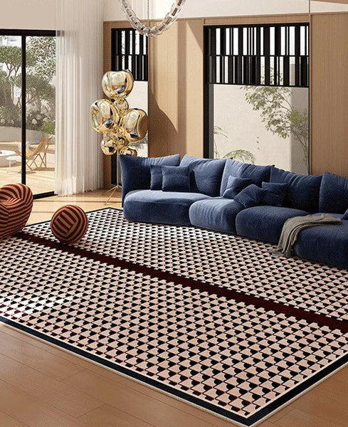 Modern Rugs for Dining Room, Contemporary Modern Rugs, Geometric Contemporary Rugs Next to Bed, Mid Century Area Rugs for Living Room-LargePaintingArt.com