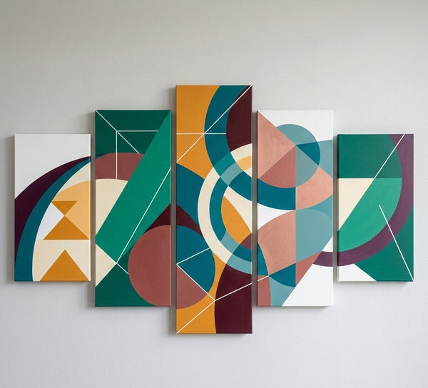 Large Green Abstract Paintings, Geometric Modern Art, Contemporary Canvas Paintings-LargePaintingArt.com